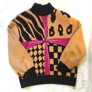 ST JOHN Animal Print Vintage Sweater Size M
